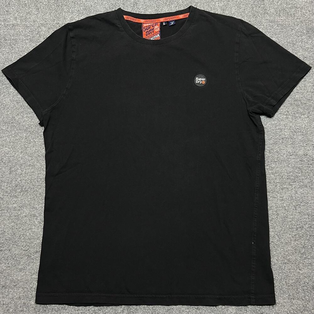 Superdry Shirt Womens XL Black Logo Patch Basic Cotton Short Sleeve Tee